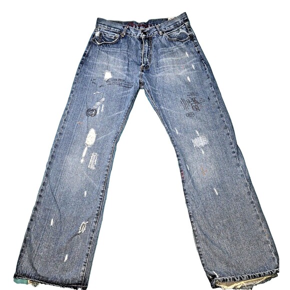 NWT Mens EZRA FITCH 34x32 90s Baggy Graffiti Jeans Vintage Y2K Denim Grunge DS - Picture 1 of 8